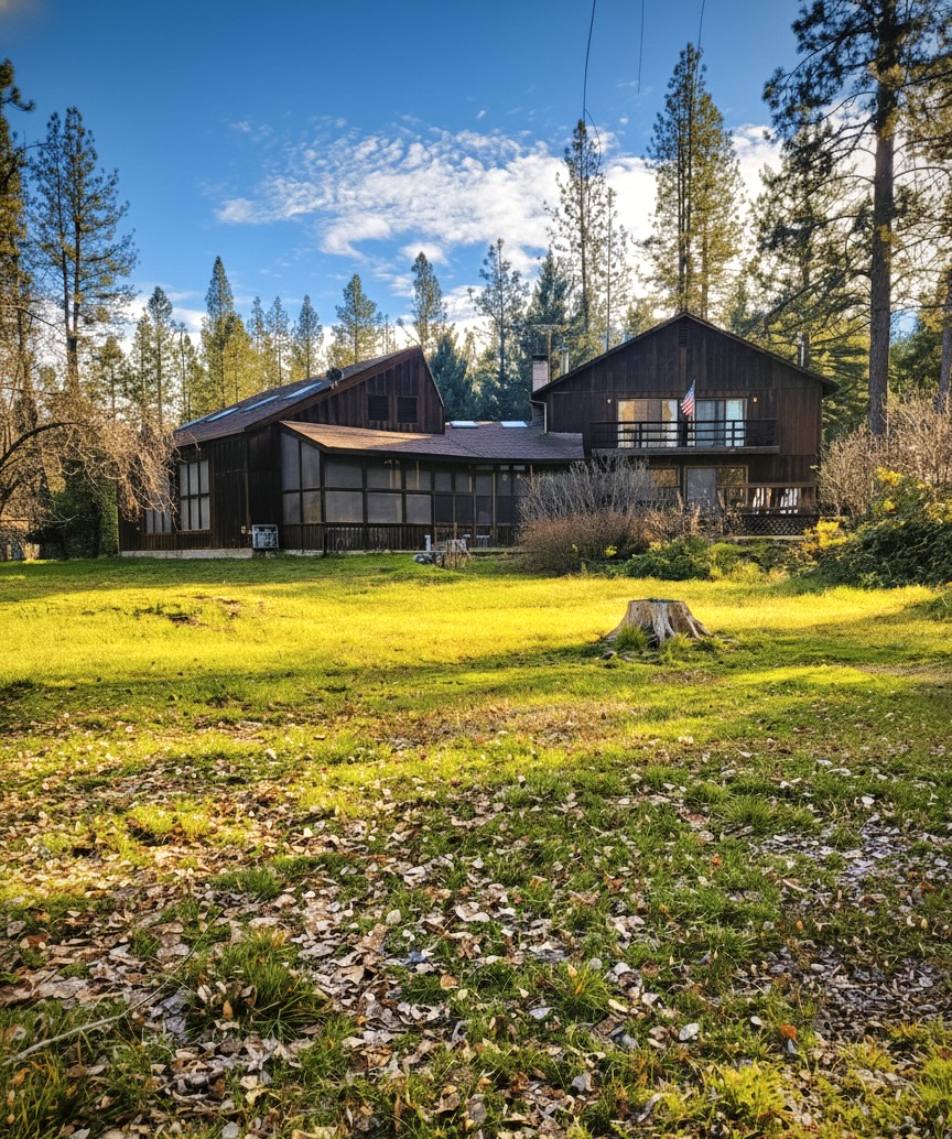 River Rock Cabin exterior - luxury vacation rental in Lewiston, California