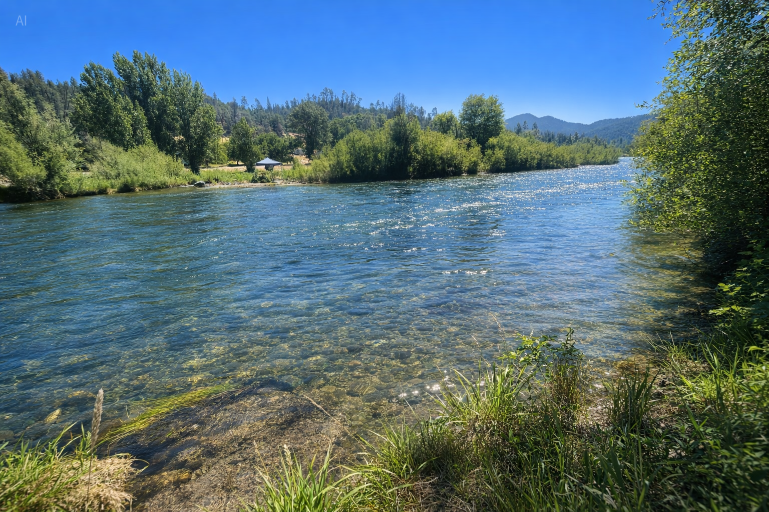Trinity River at sunset near Lewiston California
