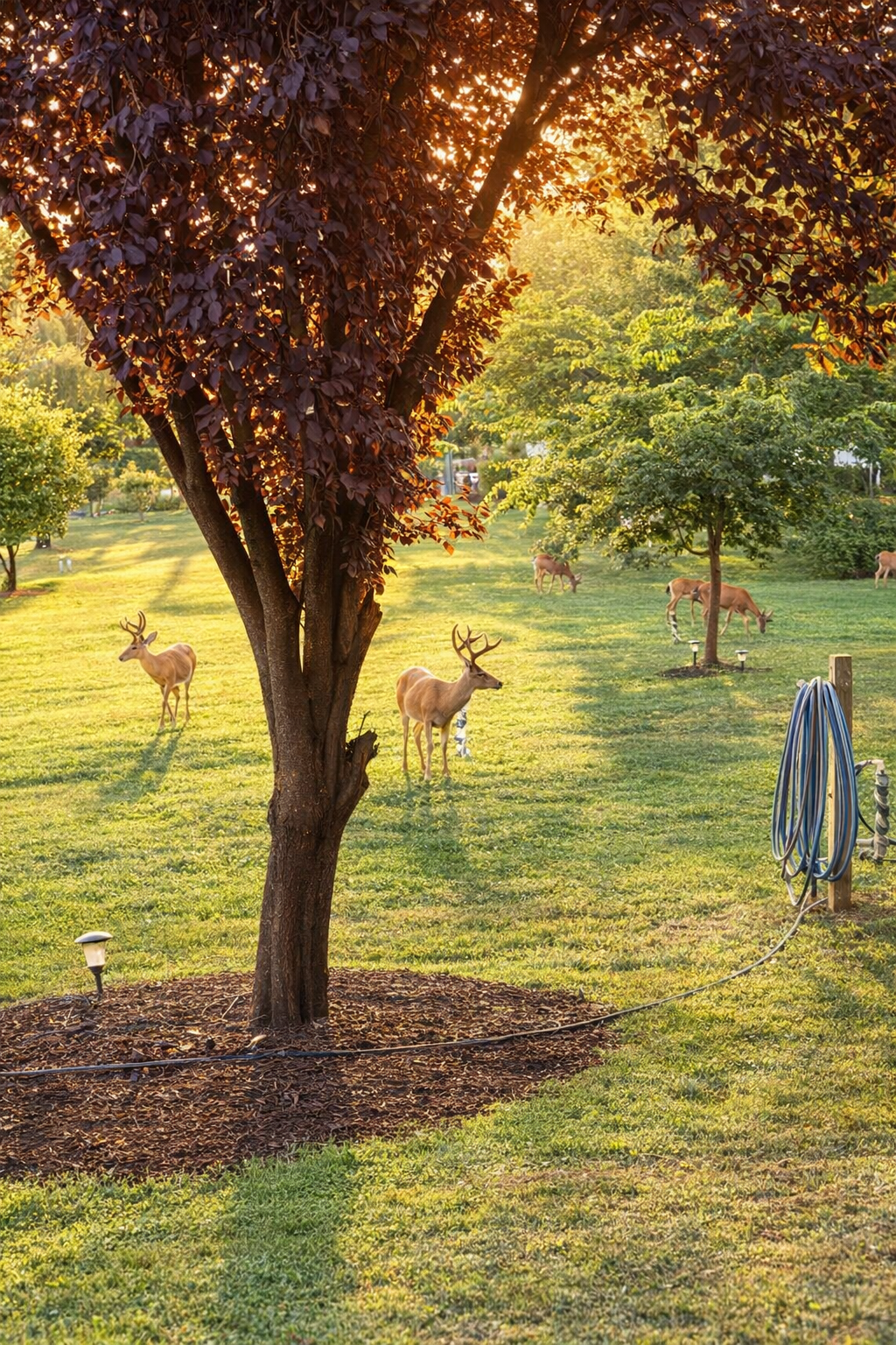 Deer visiting River Rock Cabin property